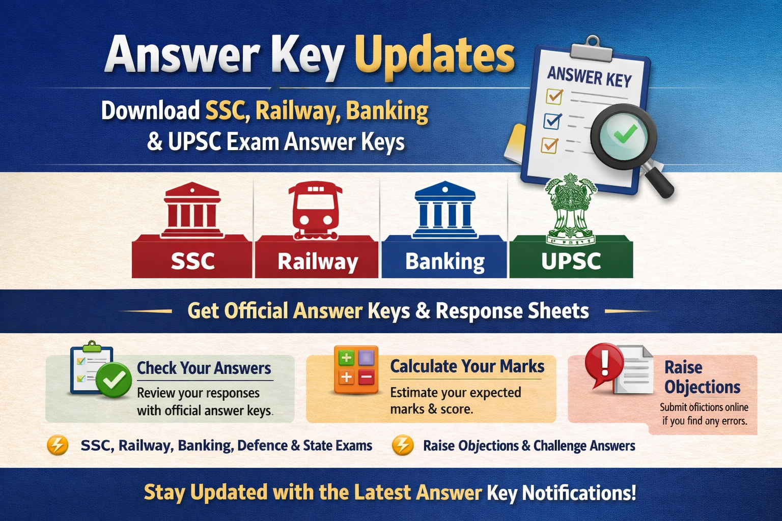 Download Latest Answer Key 2026 for SSC Railway Banking UPSC All Exams