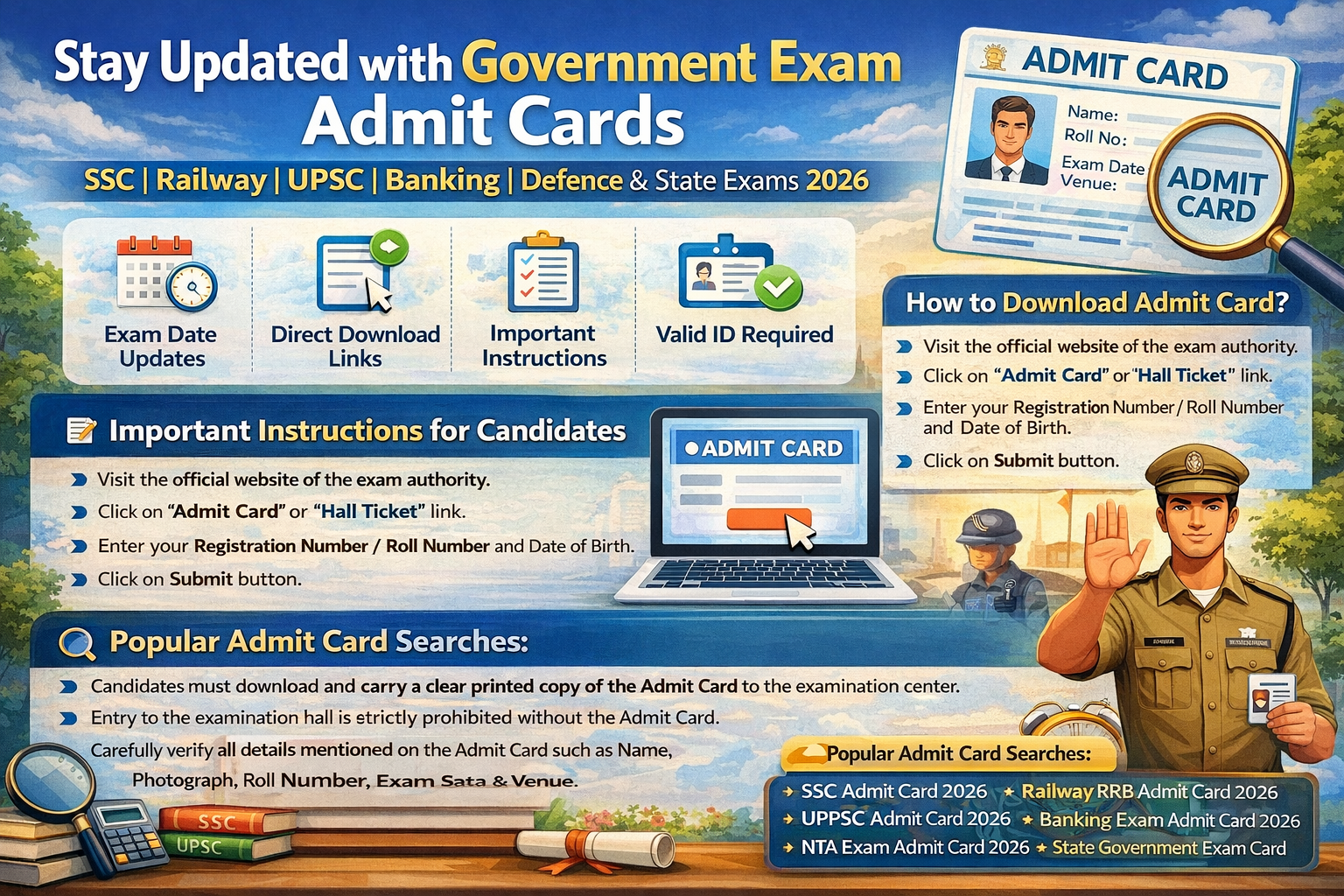 Latest Government Admit Card 2026 SSC Railway UPSC