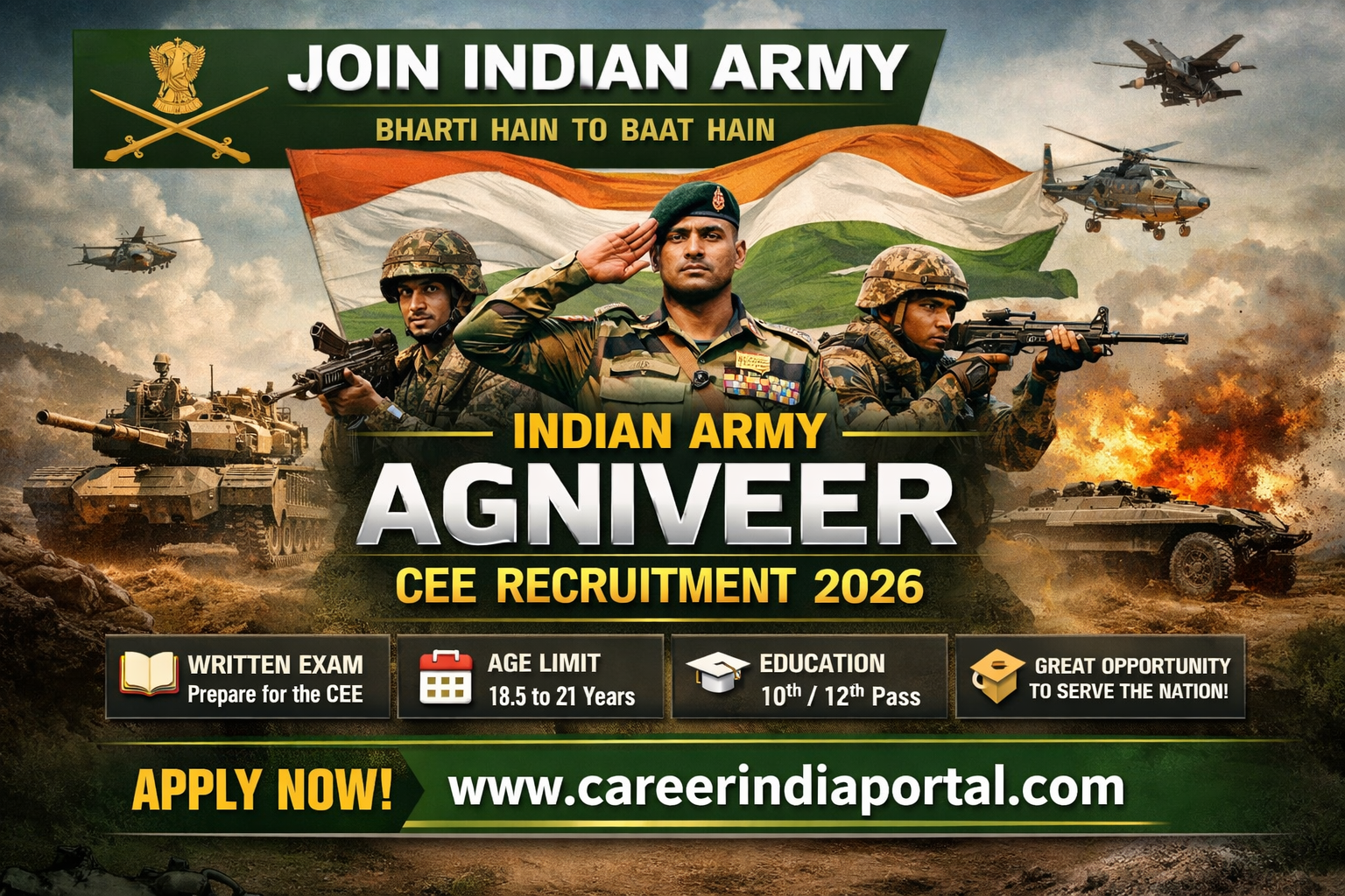 Indian Army Agniveer CEE Recruitment 2026 Notification, Apply Online Details