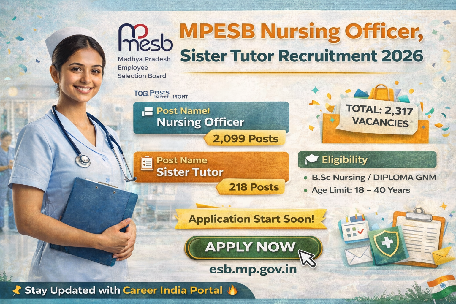 MPESB Nursing Officer Recruitment 2026 Apply Online 2317 Posts Notification