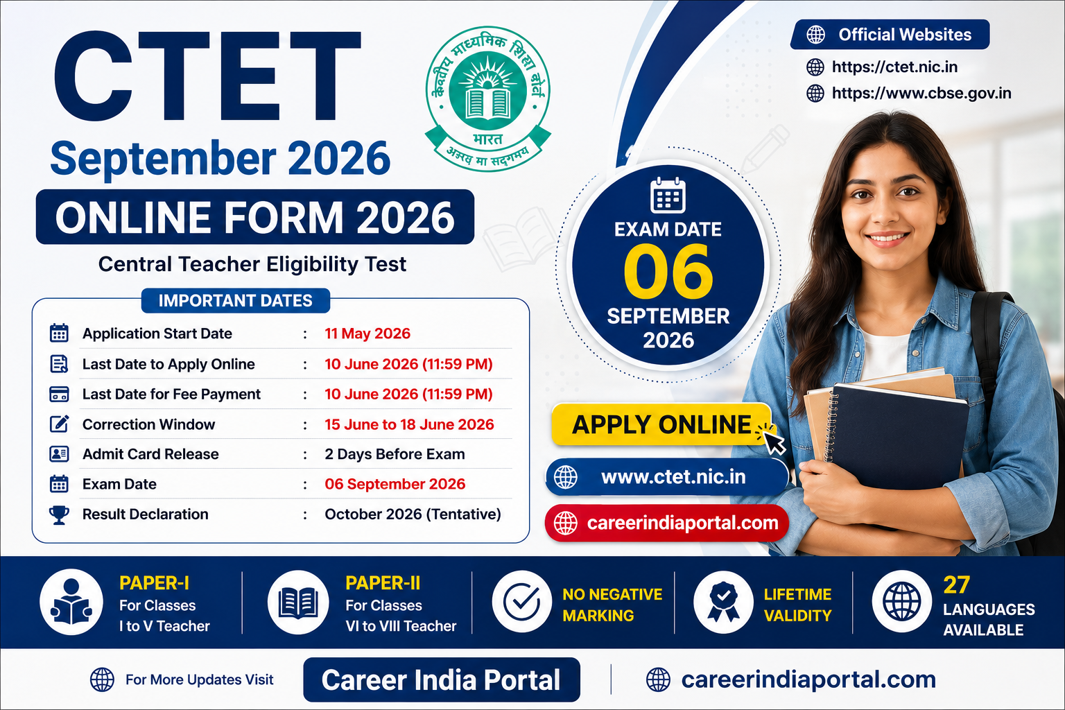CTET September 2026 Notification Apply Online