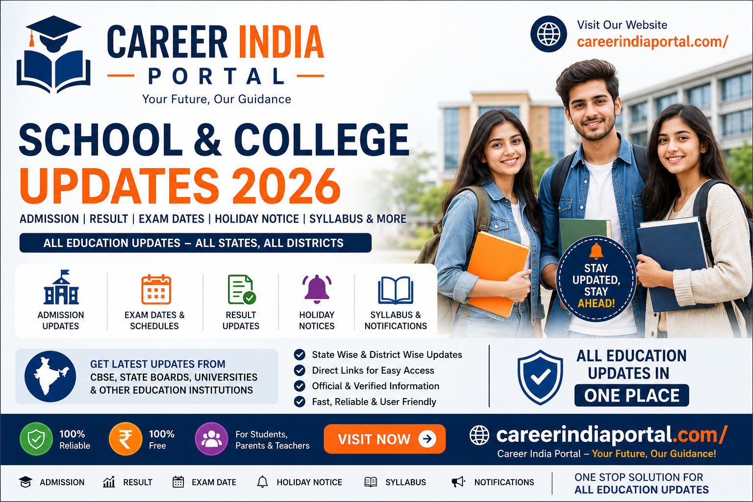 All India Education Updates 2026 State Wise School and College Admission, Result, Exam Date and Notice